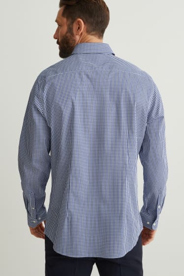 Hommes - Chemise de bureau - slim fit - col button down - facile à repasser - bleu foncé