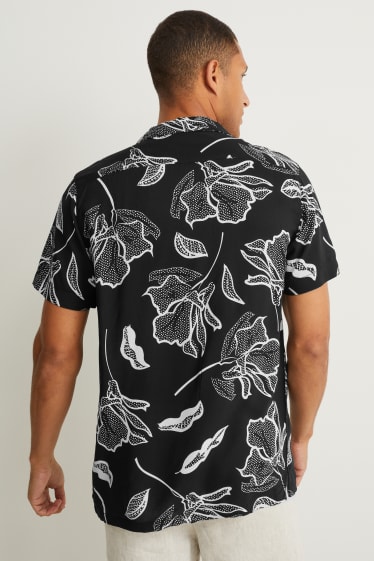 Heren - Overhemd - slim fit - reverskraag - zwart