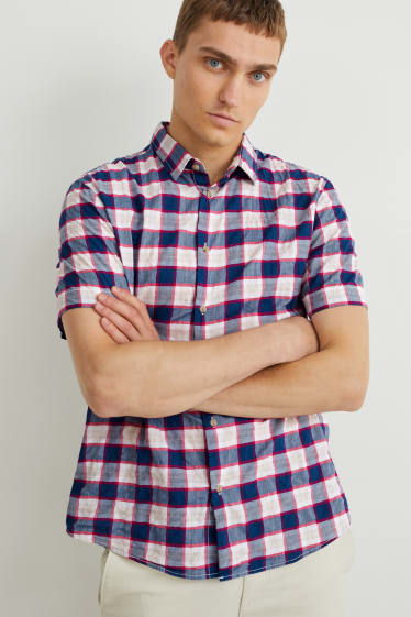 Herren - Hemd - Regular Fit - Kent - kariert - dunkelblau