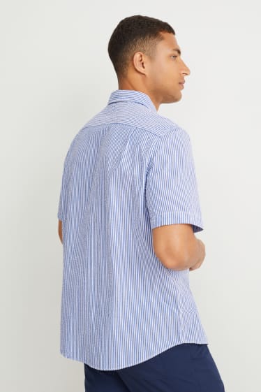 Heren - Overhemd - regular fit - kent - gestreept - blauw / wit