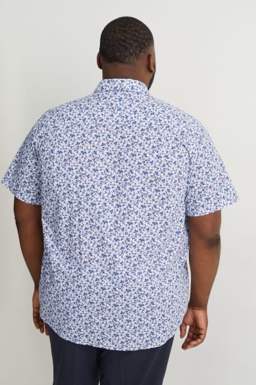 Heren - Overhemd - regular fit - kent - gemakkelijk te strijken - blauw / wit