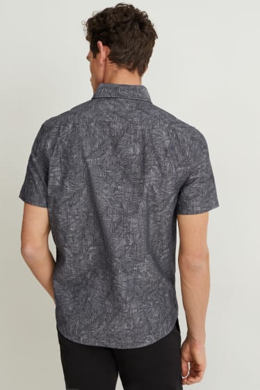 Heren - Overhemd - regular fit - kent - met patroon - antraciet