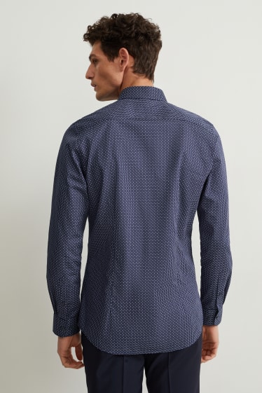 Mężczyźni - Koszula biznesowa - slim fit - kołnierzyk włoski - dobrze się prasuje - ciemnoniebieski