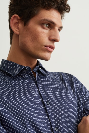 Mężczyźni - Koszula biznesowa - slim fit - kołnierzyk włoski - dobrze się prasuje - ciemnoniebieski