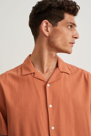 Hombre - Camisa - regular fit - cuello solapa - naranja oscuro