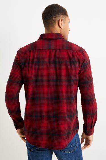 Heren - Overhemd - regular fit - button down - geruit - donkerrood