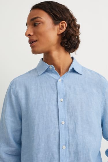Home - Camisa de lli - regular fit - Kent - blau clar