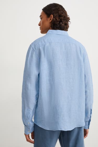 Home - Camisa de lli - regular fit - Kent - blau clar