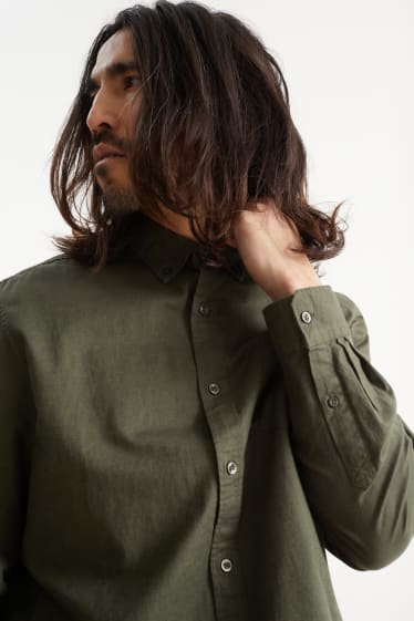 Home - Camisa Oxford - regular fit - button-down - verd fosc