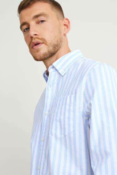 Home - Camisa Oxford - regular fit - button-down- de ratlles - blau clar