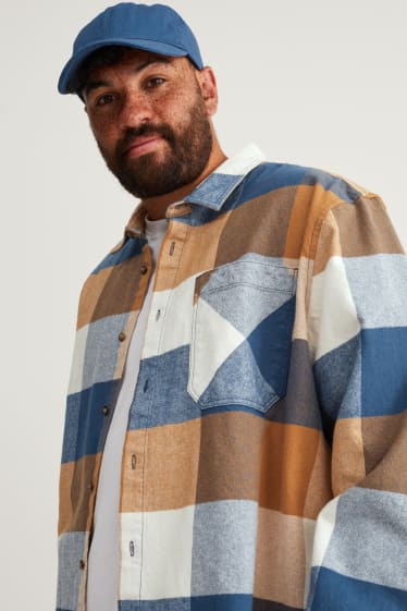 Men - Shirt - regular fit - kent collar - check - brown