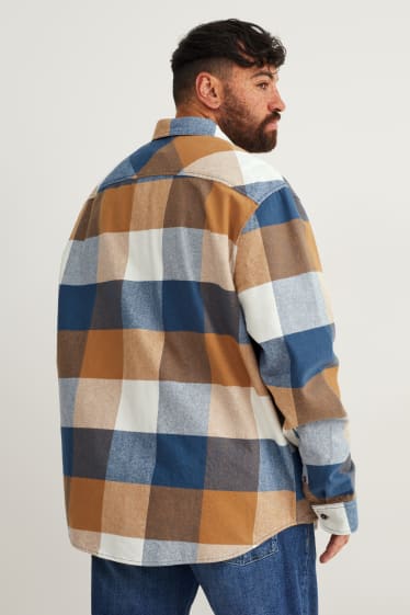 Men - Shirt - regular fit - kent collar - check - brown