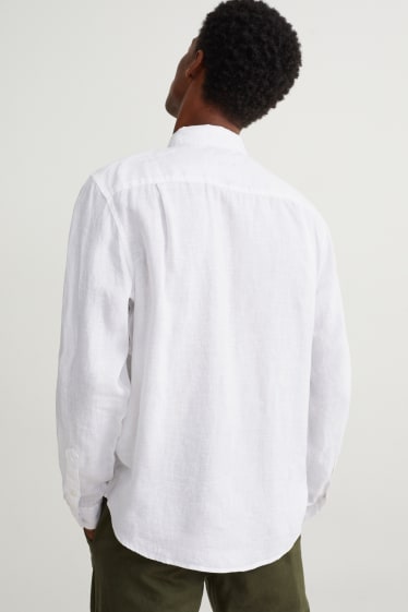Herren - Leinenhemd - Regular Fit - Cutaway - weiß
