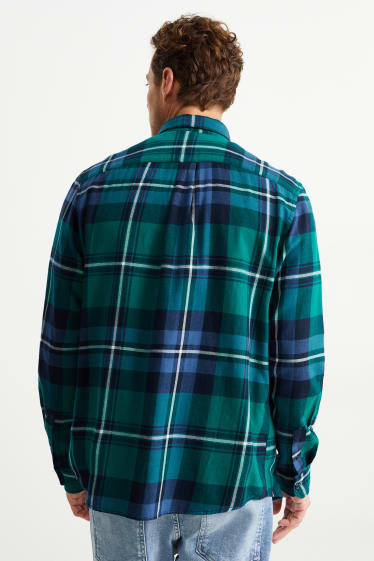 Uomo - Camicia - regular fit - collo all'italiana - a quadretti - verde