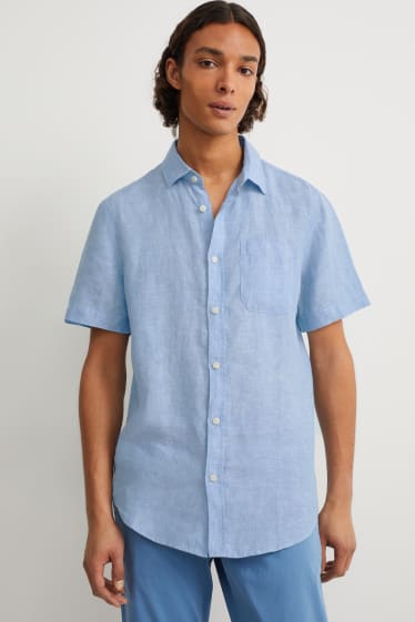 Hommes - Chemise en lin - regular fit - Kent - bleu clair