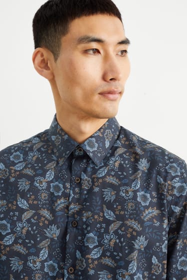 Home - Camisa formal - regular fit - button-down - fàcil de planxar - blau fosc
