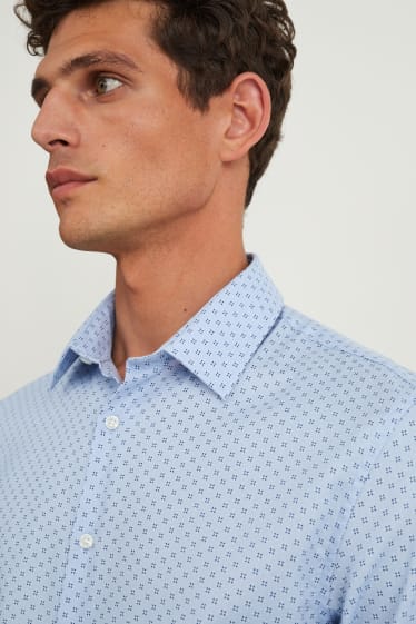 Hommes - Chemise de bureau - regular fit - col kent - facile à repasser - bleu clair