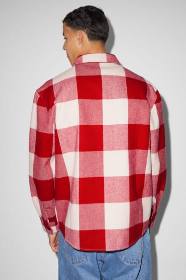 Men - Shirt - relaxed fit - kent collar - check - red