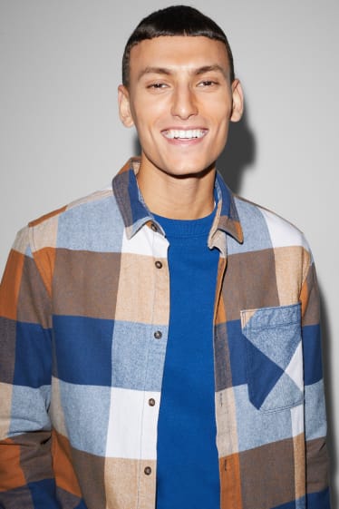 Hommes - Chemise - regular fit - col kent - à carreaux - marron
