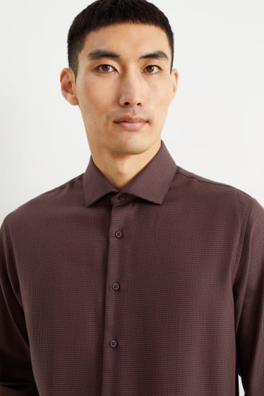 Hommes - Chemise de bureau - regular fit - col cutaway - facile à repasser - rouge foncé