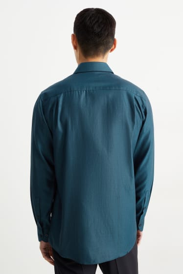Hommes - Chemise de bureau - regular fit - col cutaway - facile à repasser - vert foncé
