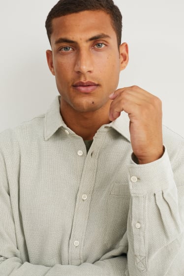 Hommes - Chemise - regular fit - col kent - vert chiné
