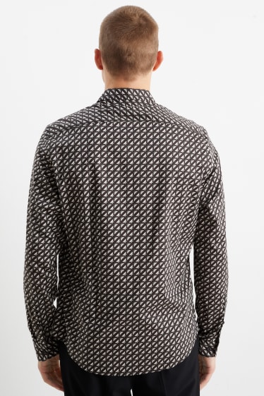 Home - Camisa formal - slim fit - Kent - fàcil de planxar - negre/gris