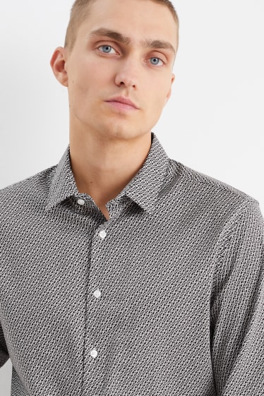 Home - Camisa formal - slim fit - Kent - fàcil de planxar - negre/blanc