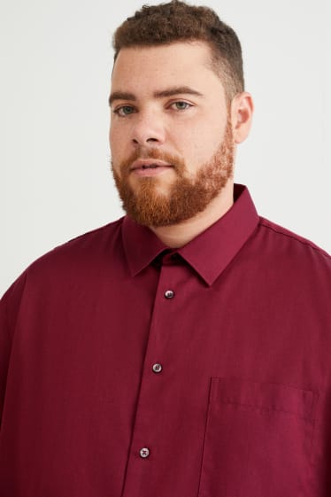 Home - Camisa - regular fit - coll kent - fàcil de planxar - bordeus