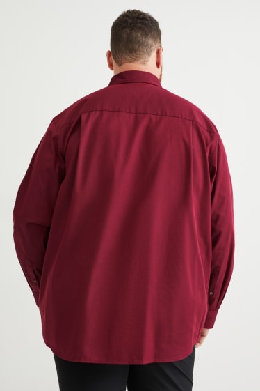 Home - Camisa - regular fit - coll kent - fàcil de planxar - bordeus