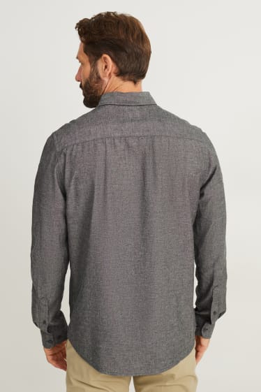 Hommes - Chemise - regular fit - col button-down - gris chiné