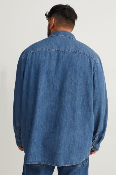Pánské - Džínová košile - regular fit - kent - džíny - tmavomodré