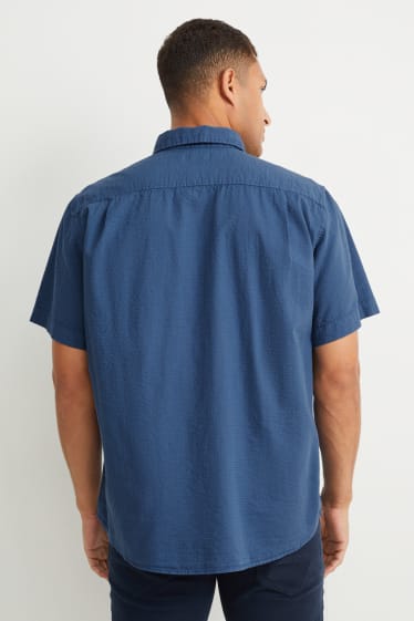 Men - Shirt - regular fit - button-down collar - dark blue