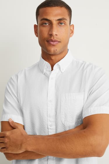Herren - Hemd - Regular Fit - Button-down - weiss