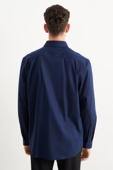 Home - Camisa formal - regular fit - kent - fàcil de planxar - blau fosc