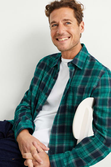 Hommes - Chemise - regular fit - col kent - à carreaux - vert