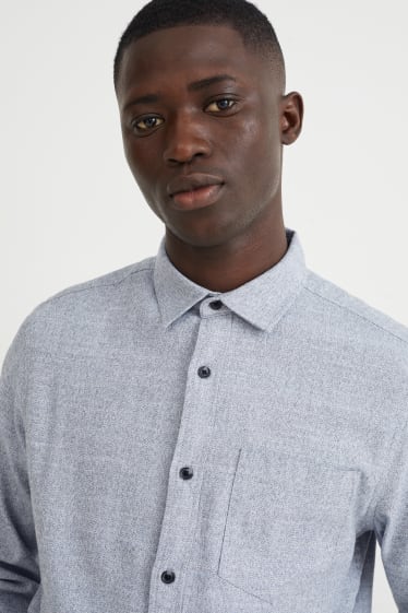Hommes - Chemise - regular fit - col kent - gris clair chiné