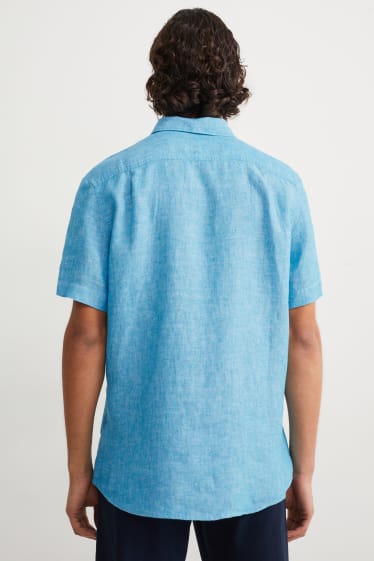 Heren - Linnen overhemd - regular fit - Kent - turquoise
