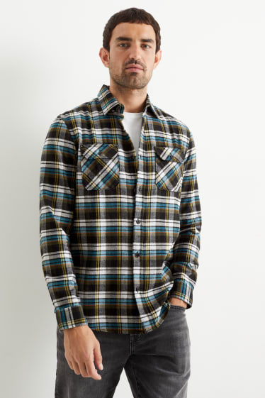 Home - Camisa de franel·la - regular fit - Kent - de quadres - verd