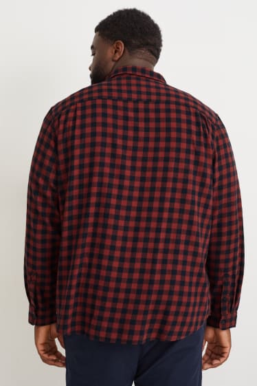 Home - Camisa de franel·la - regular fit - Kent - de quadres - vermell fosc