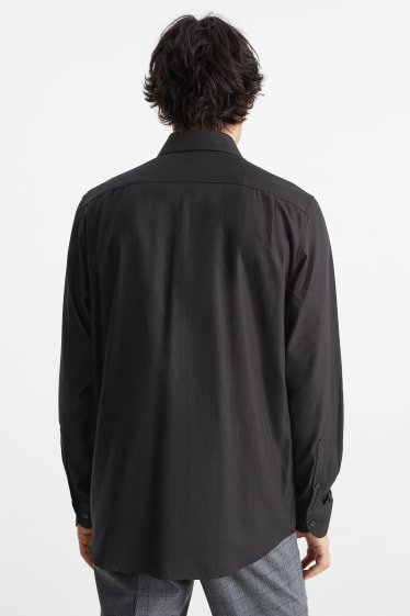 Herren - Hemd - Regular Fit - Cutaway - bügelleicht - schwarz