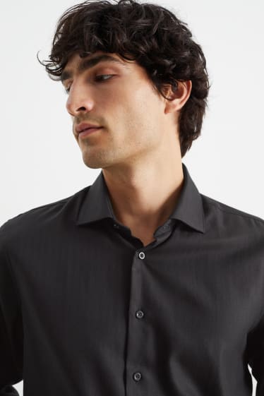 Herren - Hemd - Regular Fit - Cutaway - bügelleicht - schwarz