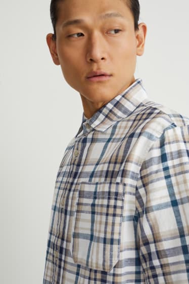 Herren - Hemd - Regular Fit - Kent - kariert - hellbeige