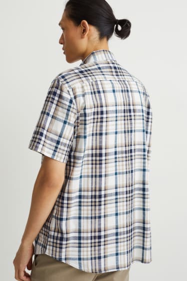 Herren - Hemd - Regular Fit - Kent - kariert - hellbeige