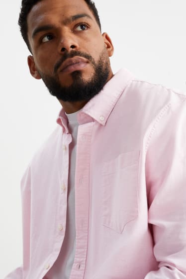 Men - Oxford shirt - regular fit - button-down collar - rose