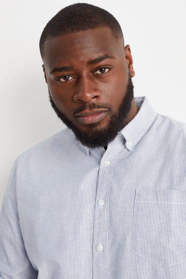 Hommes - Chemise oxford - slim fit - col button-down - à rayures - bleu