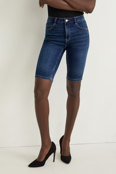 Damen - Jeans-Bermudas - Mid Waist - LYCRA® - jeansblau
