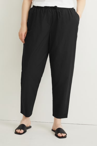 Women - Trousers - mid-rise waist - tapered fit - black