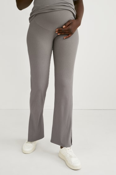 Femmes - Pantalon de grossesse en jersey - coupe évasée - taupe