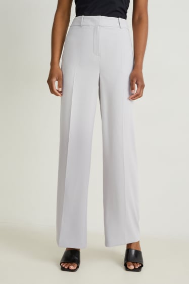 Dona - Pantalons formals - high waist - wide leg - gris clar